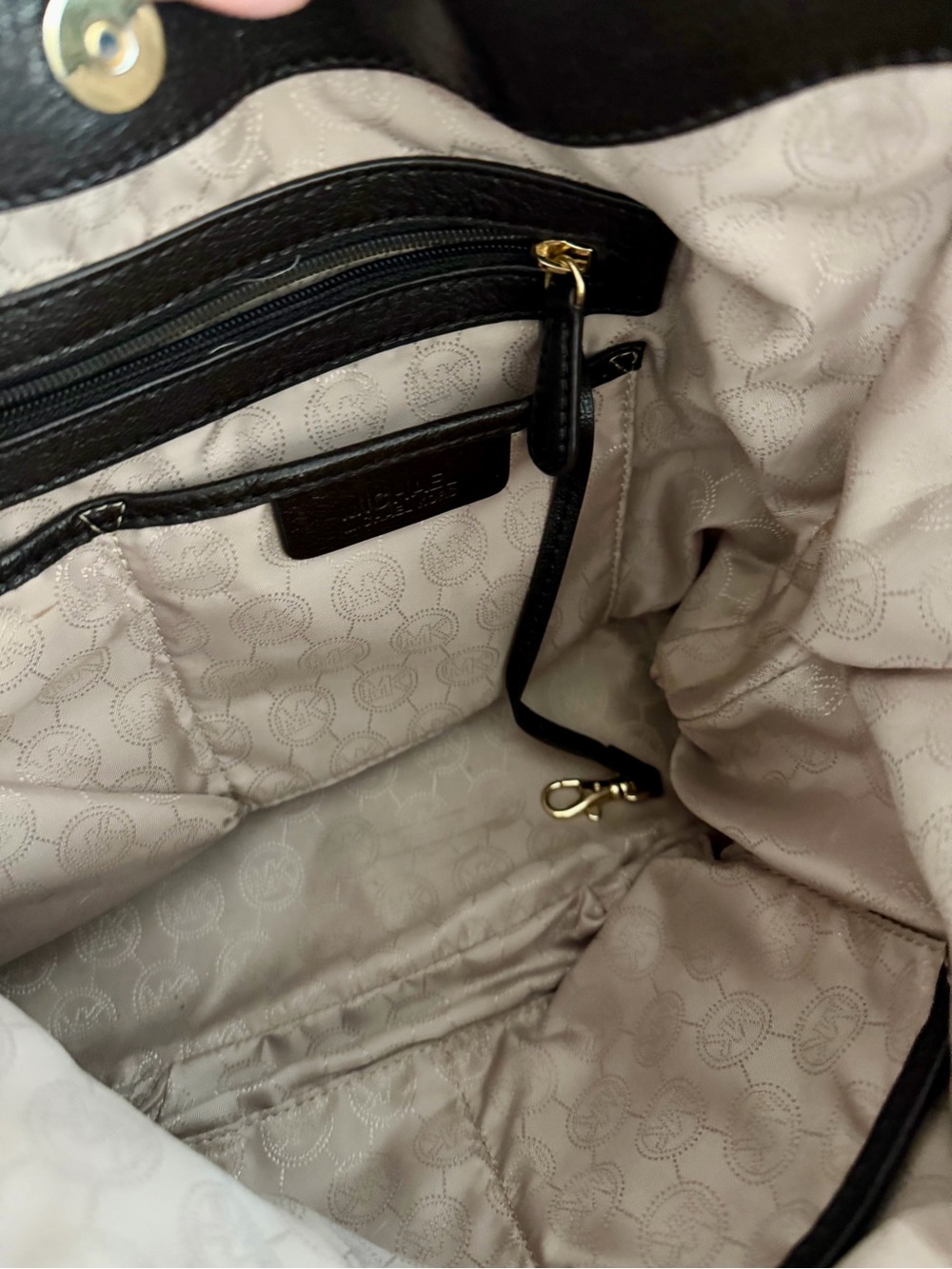 Michael Kors Dark Brown Leather Tote with Gold Accents - Picture 4 of 6